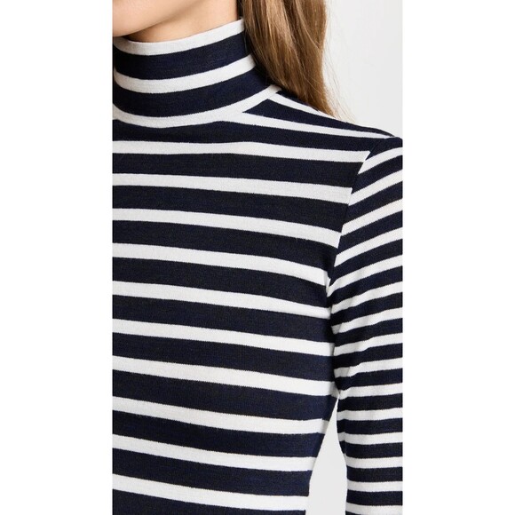 Rag & Bone womens Navy & White Stripe Mock Neck Cropped Sweater size Large $195 - Picture 3 of 10